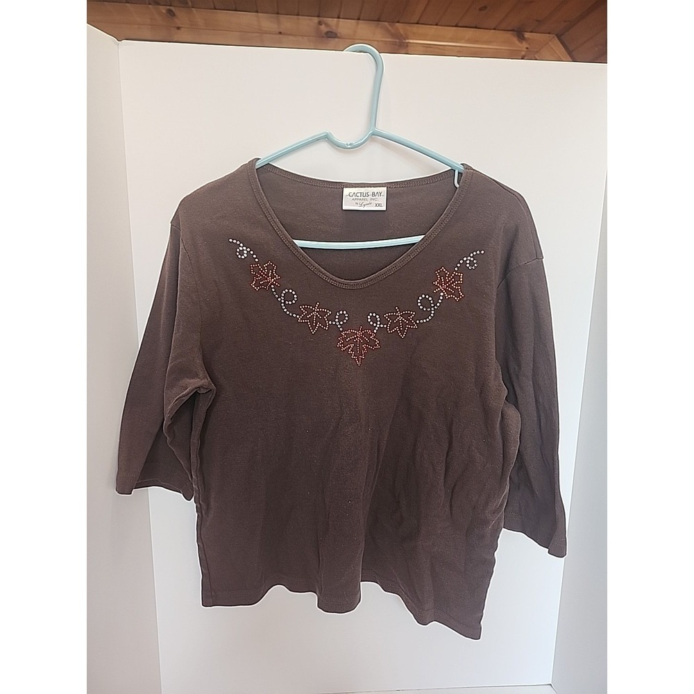 Cactus Bay Casual Top Woman  XXL‎ W/ Leave Accent